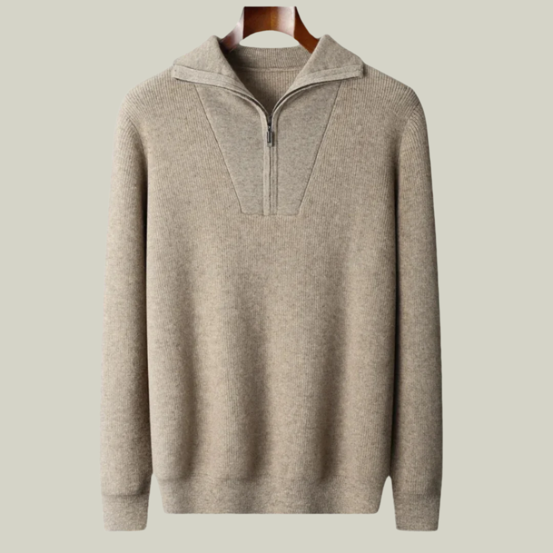 100% Kasjmier Trui Zip met Halve rits - Luxury Style