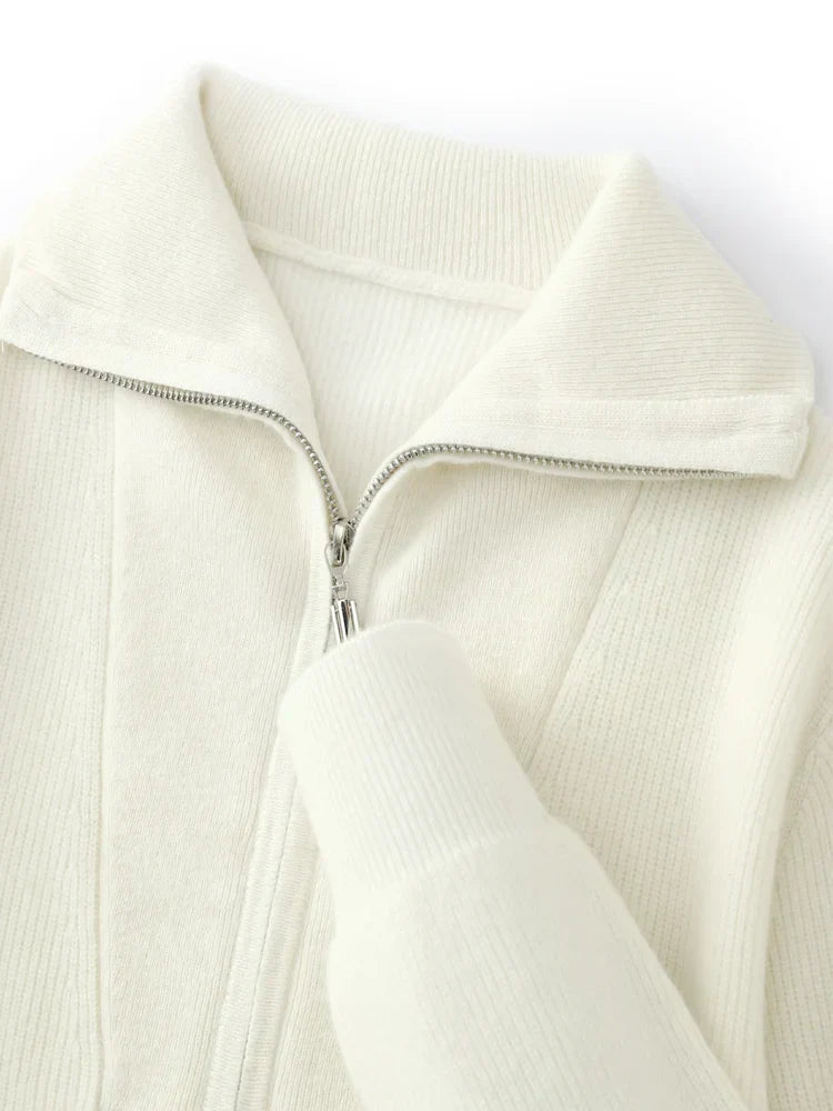 100% Kasjmier Trui Zip met Halve rits - Luxury Style
