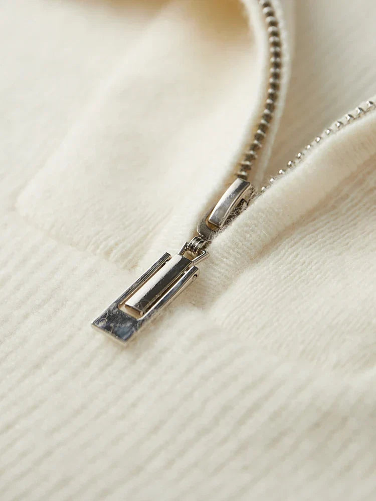 100% Kasjmier Trui Zip met Halve rits - Luxury Style