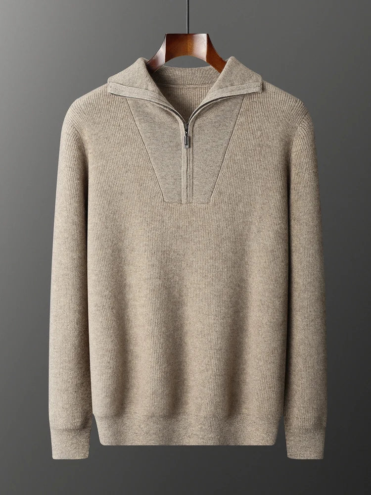 100% Kasjmier Trui Zip met Halve rits - Luxury Style