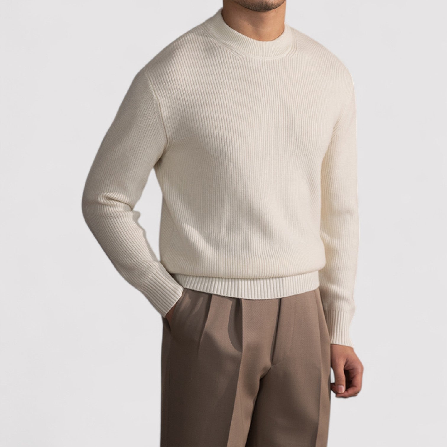 The Jules – Elegante Wolle Blend Sweater met Lijnen Patroon Herfst/Winter - Heren