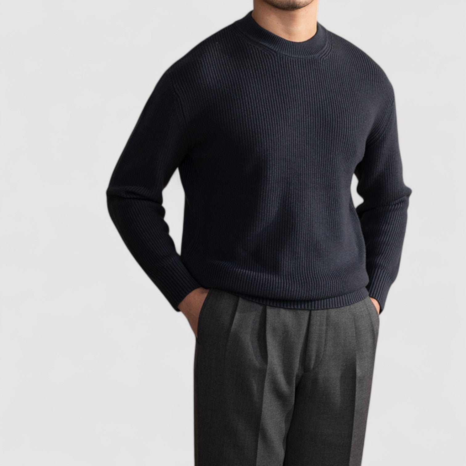 The Jules – Elegante Wolle Blend Sweater met Lijnen Patroon Herfst/Winter - Heren