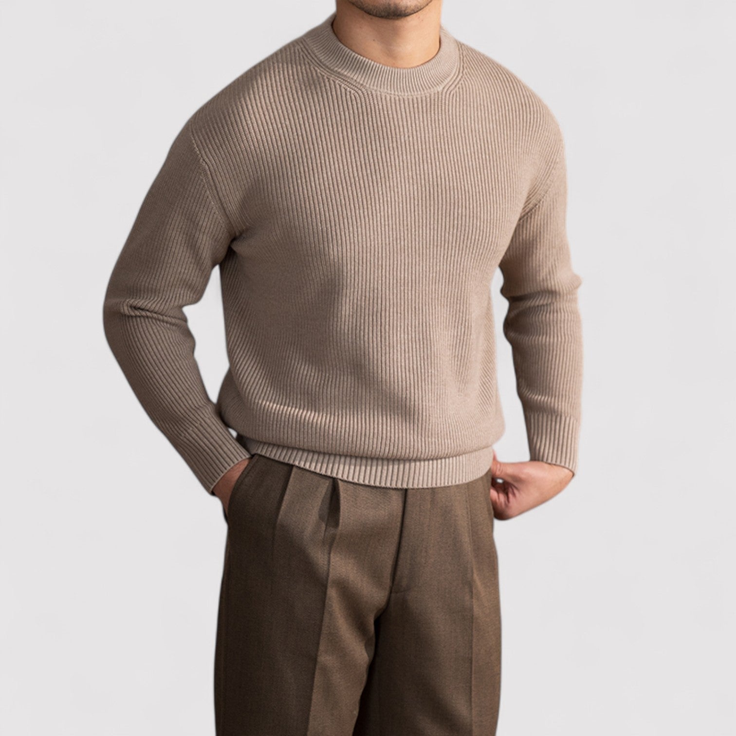 The Jules – Elegante Wolle Blend Sweater met Lijnen Patroon Herfst/Winter - Heren