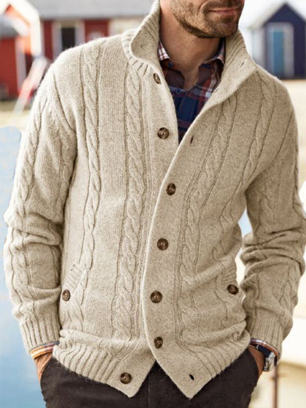 Aljohn | Geknoopt Casual Slim Fit Sweater Heren Beige