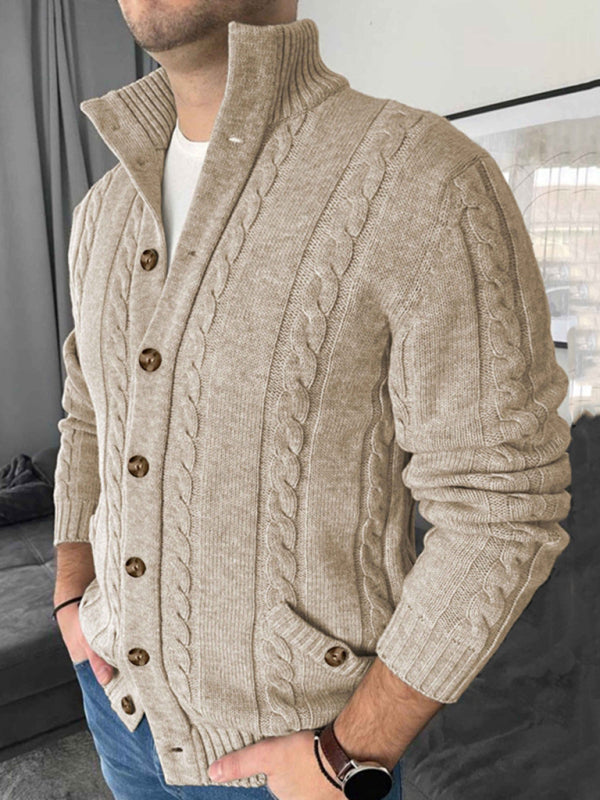 Aljohn | Geknoopt Casual Slim Fit Sweater Heren Beige