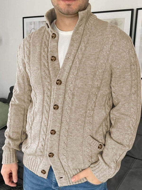 Aljohn | Geknoopt Casual Slim Fit Sweater Heren Beige