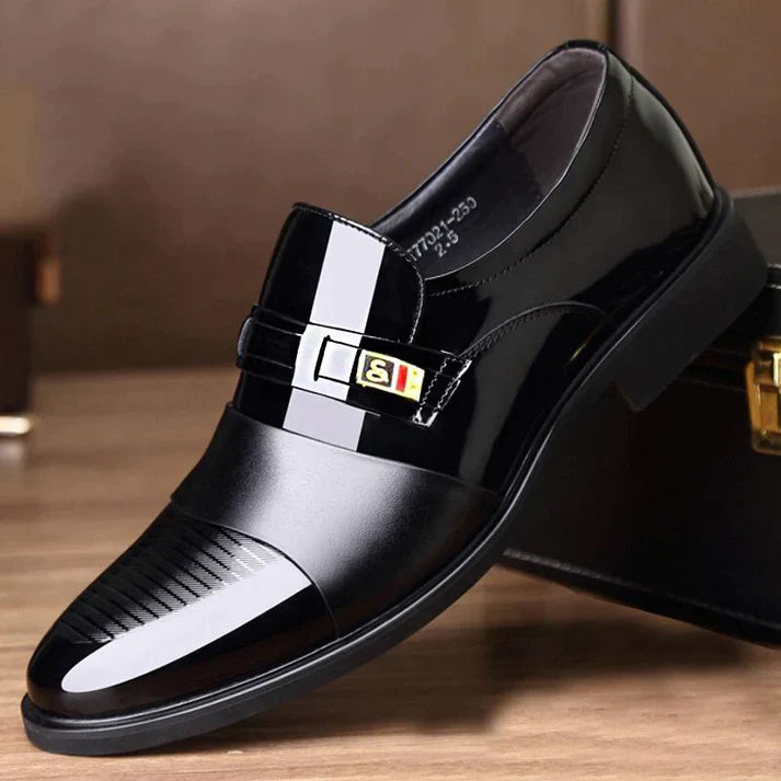 Luxe Heren Lakschoenen – Italiaanse Stijl Loafers met Gesp