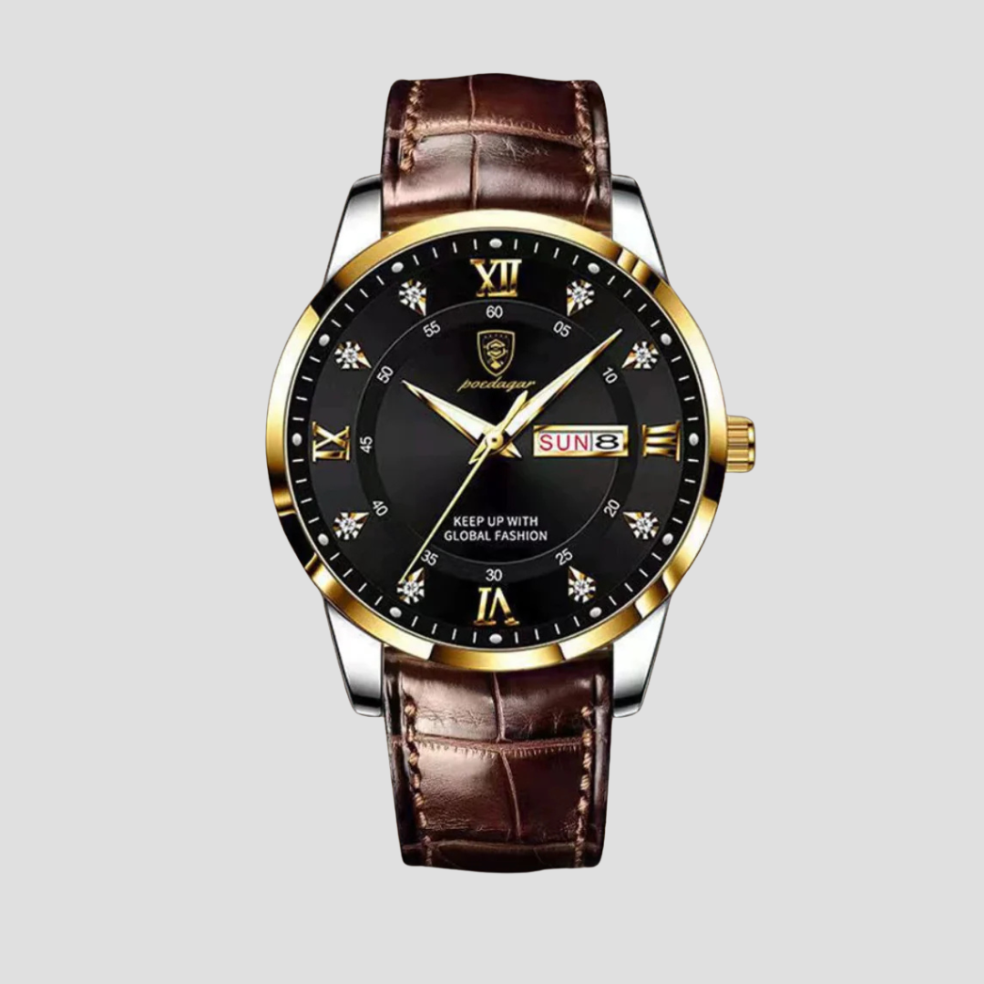 Heren horloge – Klassiek Bruin – Luxe Polshorloge met Leren Band Old Money