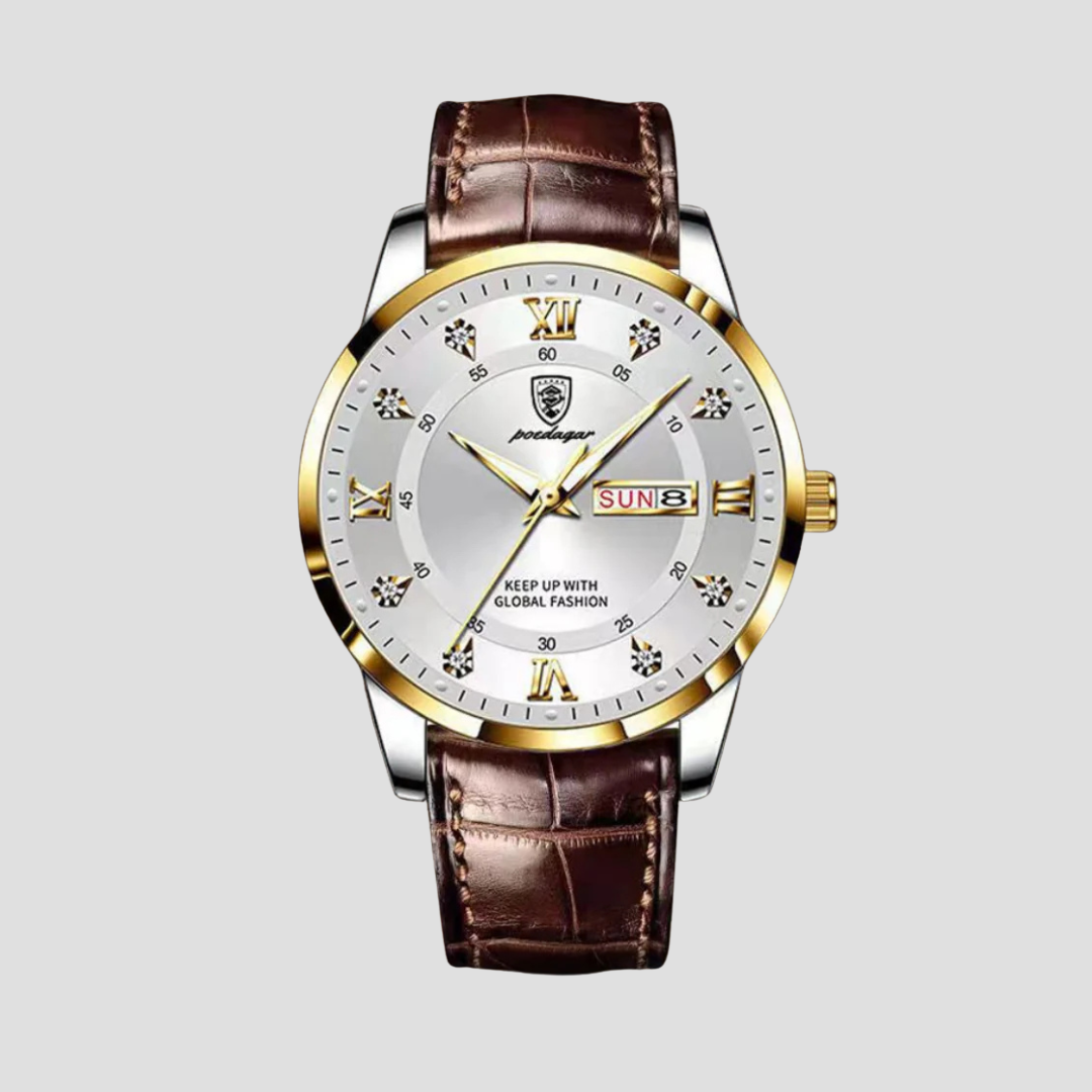 Heren horloge – Klassiek Bruin – Luxe Polshorloge met Leren Band Old Money