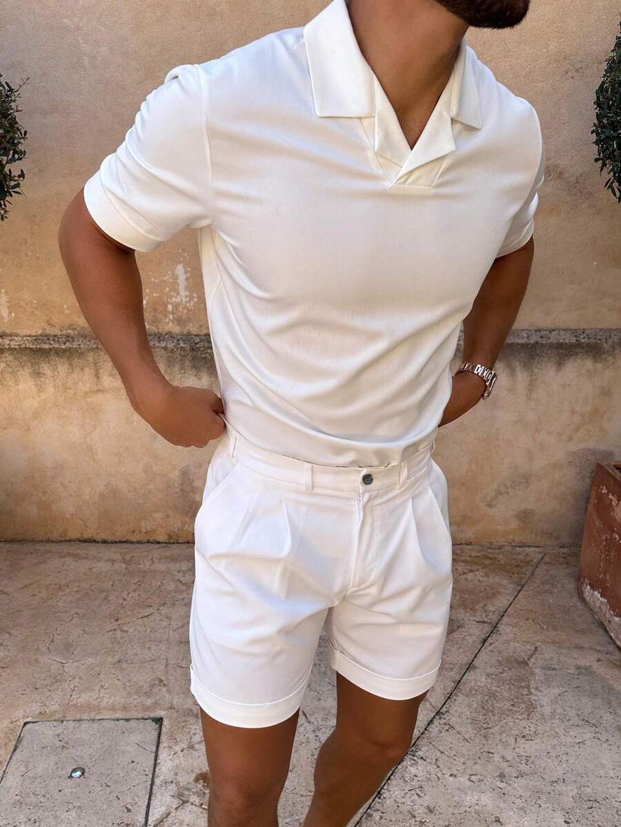 Casual Witte Polo Shirt & Shorts Set 2025