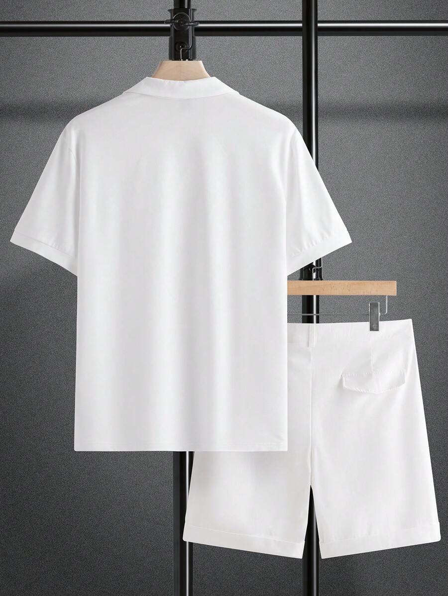 Casual Witte Polo Shirt & Shorts Set 2025