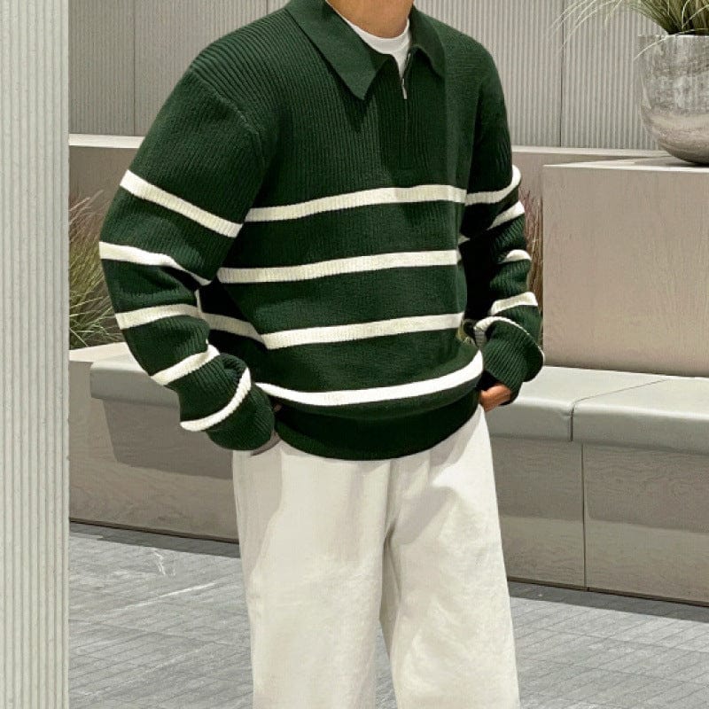 Chad - Half Zip Sweater Groen