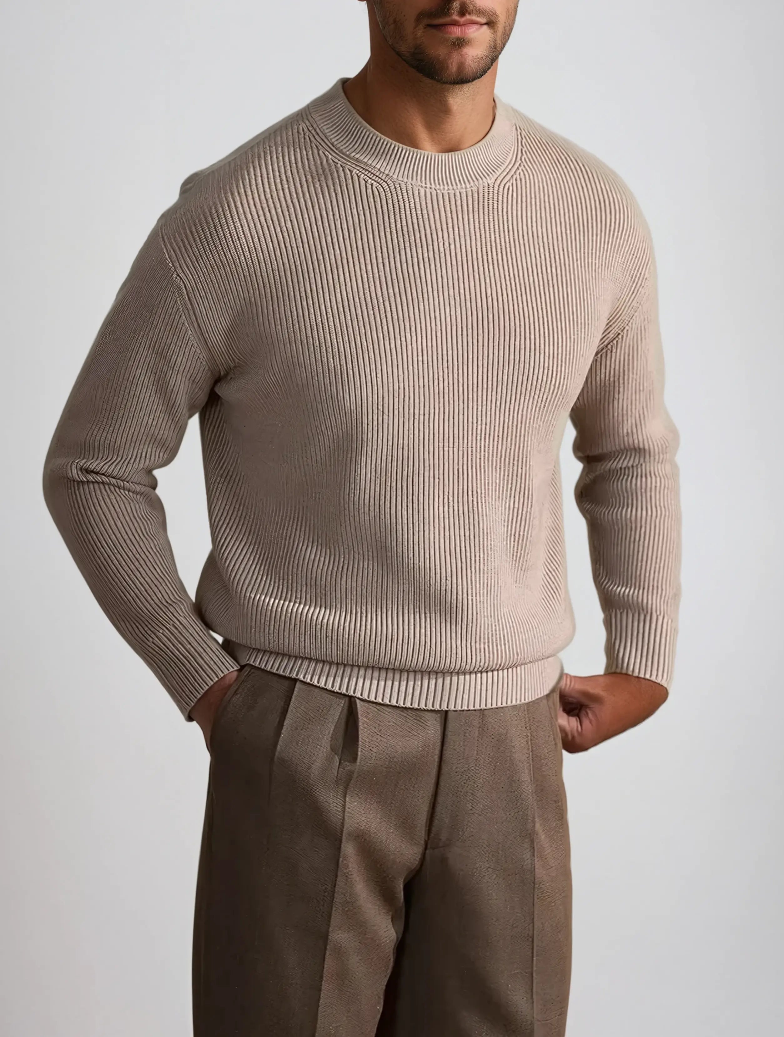 Clement - Klassieke Winter Beige Sweater