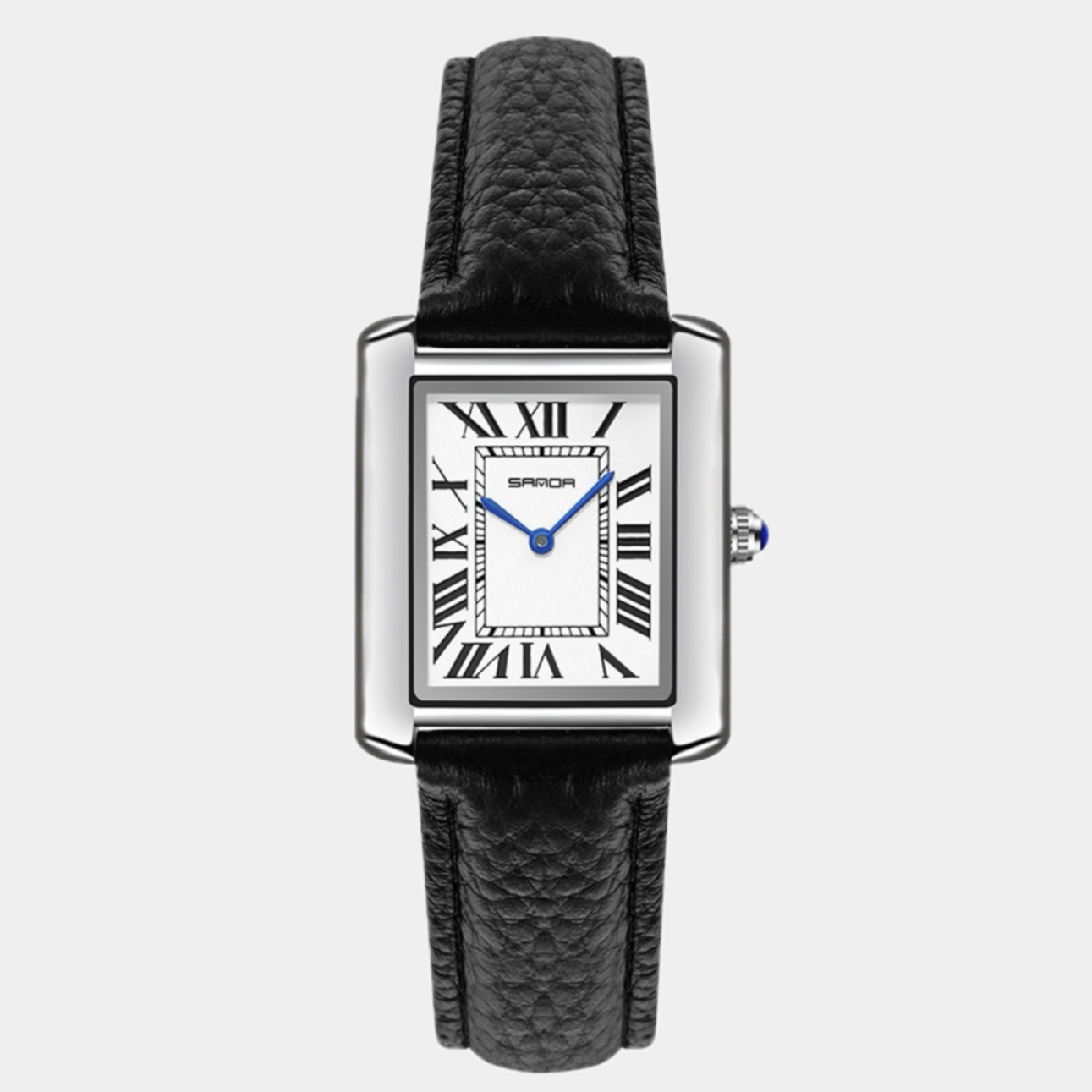 Elegante Quartz Horloge met Zwarte Leren Band