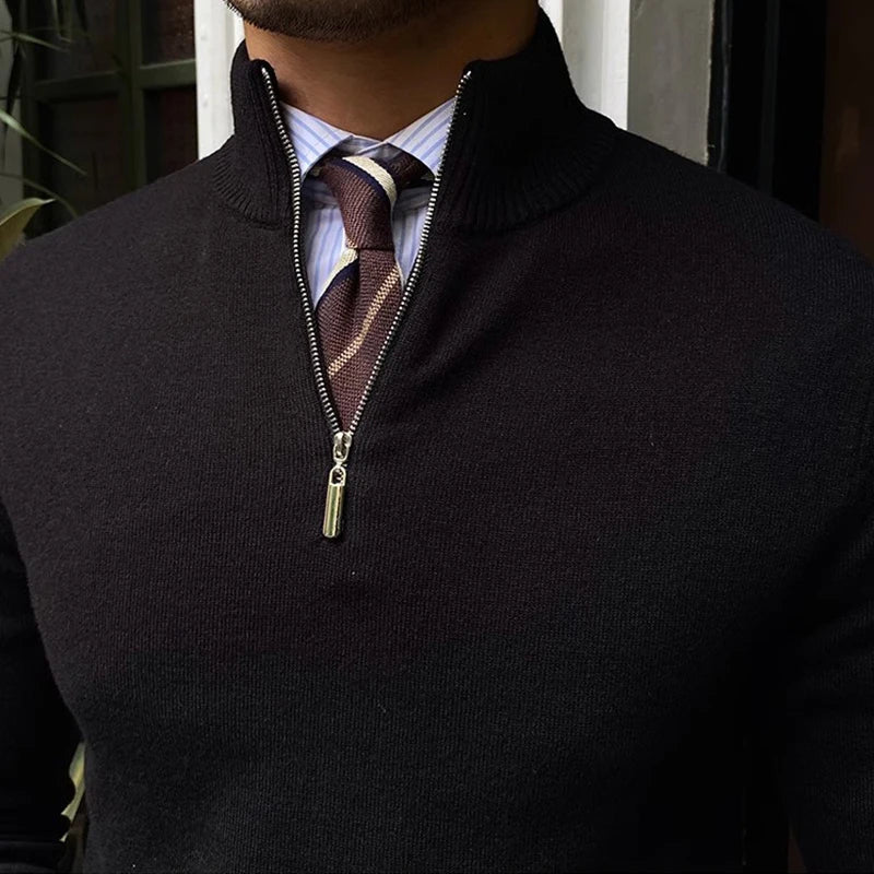 Casual Half Zip met halve rits van wolmix
