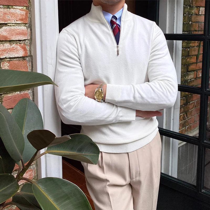 Casual Half Zip met halve rits van wolmix