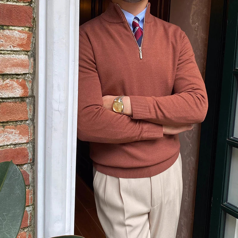 Casual Half Zip met halve rits van wolmix