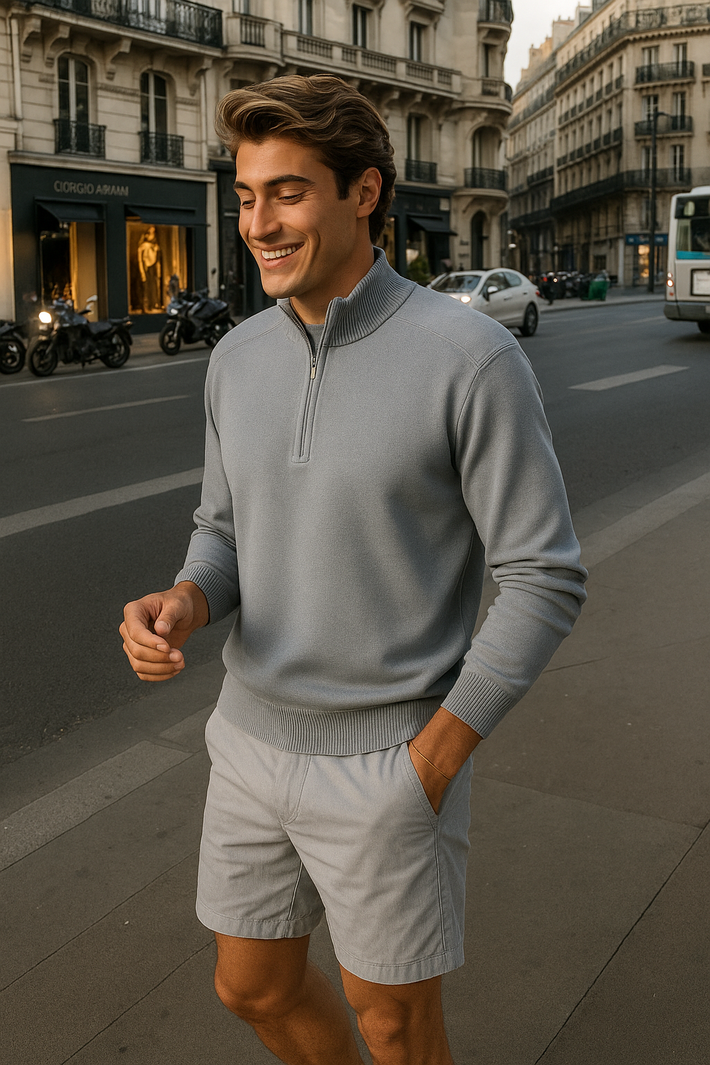 Elegante wollen Quarter Zip Trui