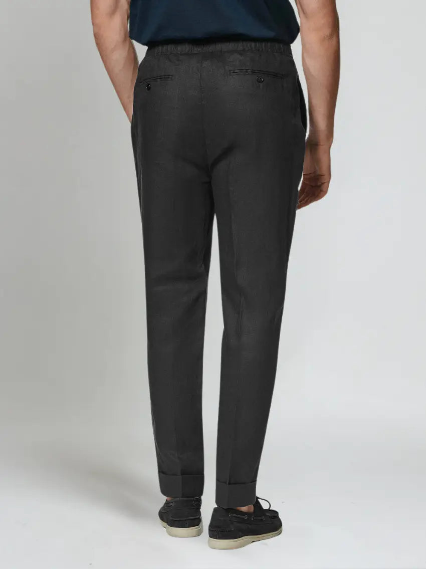 Elegante Zwarte Linnen Broek