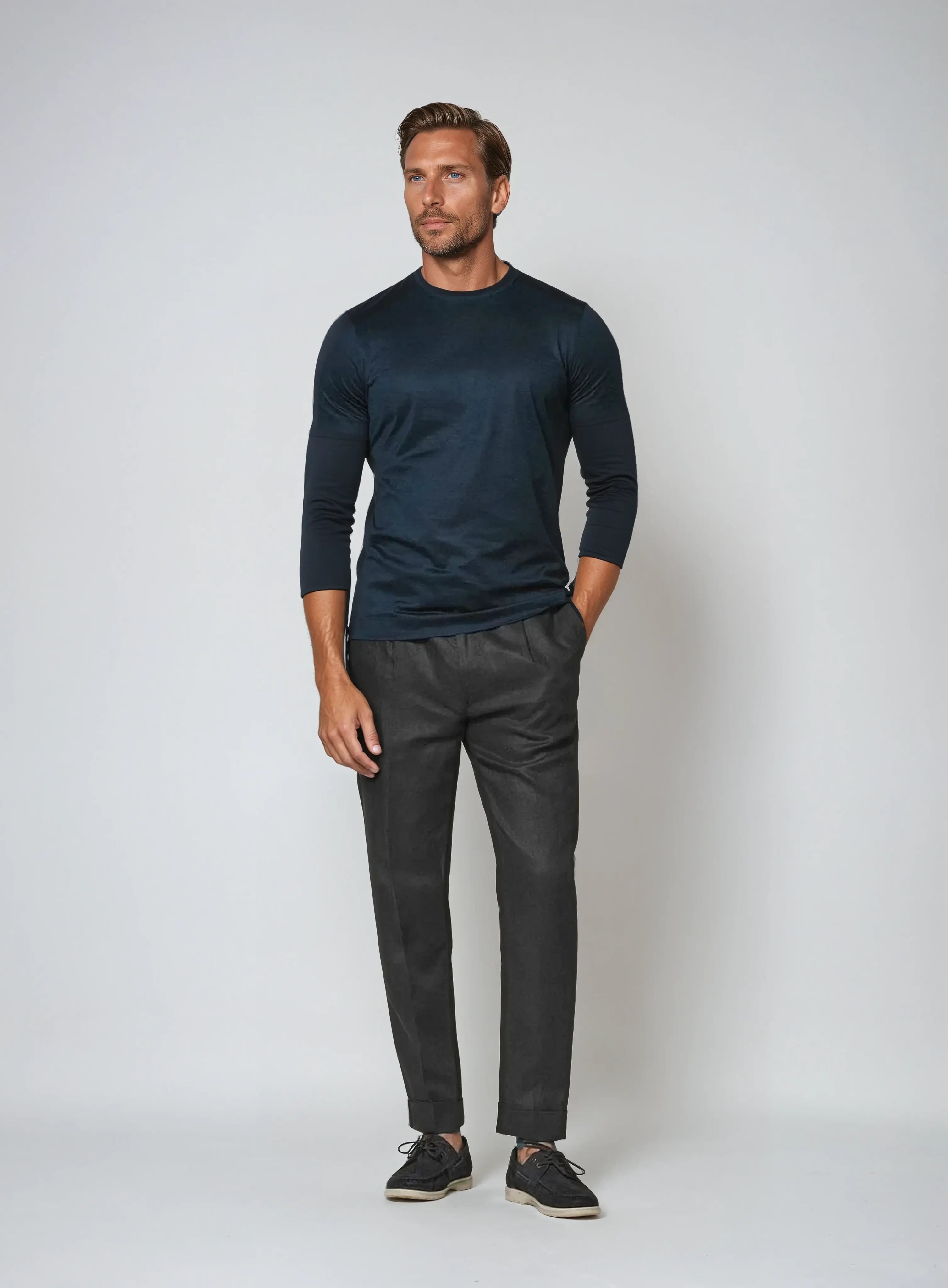 Elegante Zwarte Linnen Broek