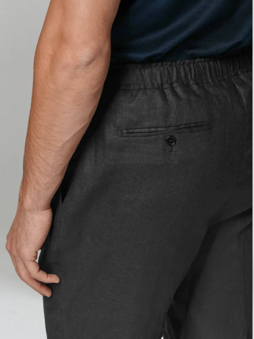 Elegante Zwarte Linnen Broek