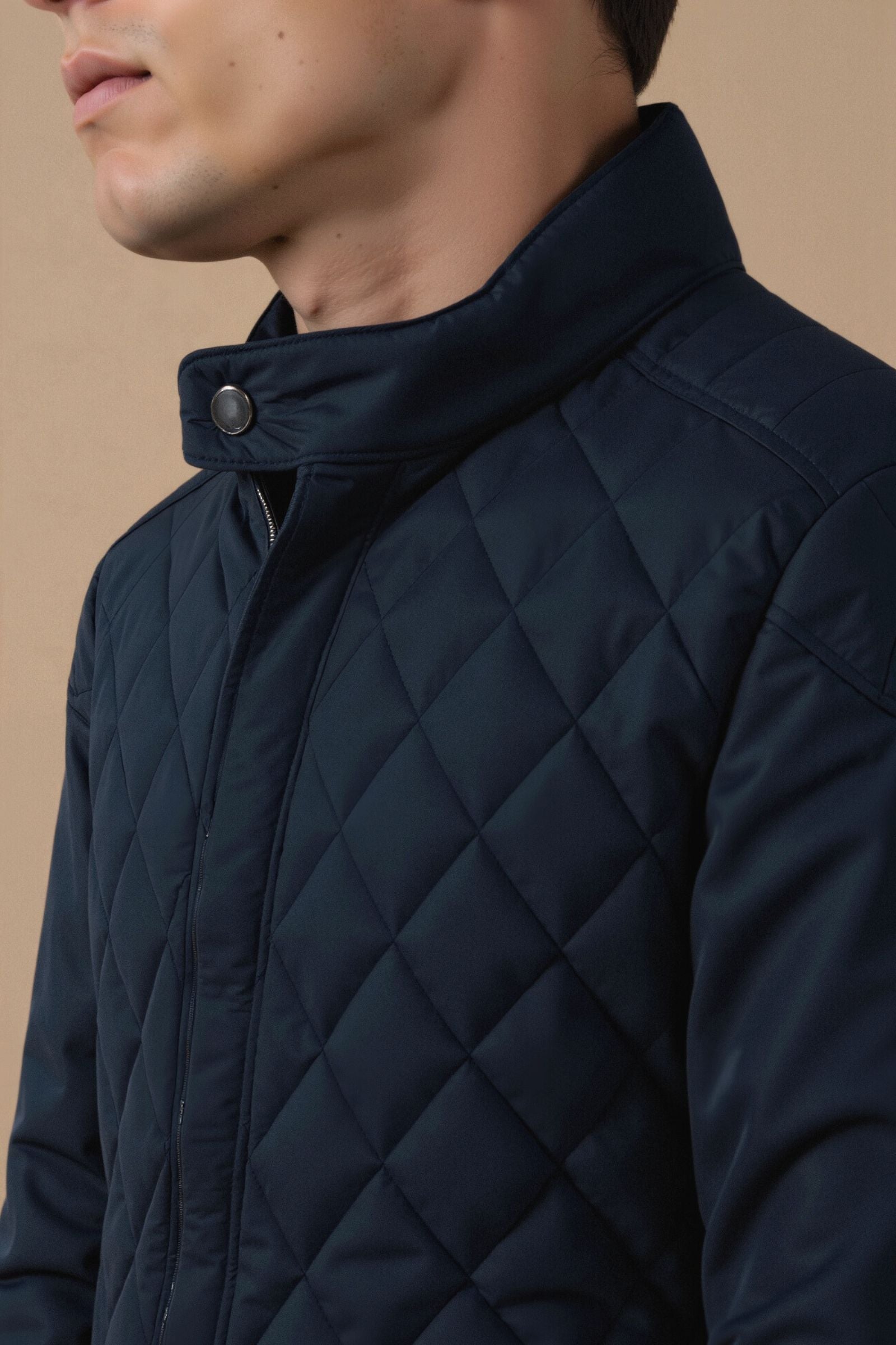 Gewatteerd Herenjack Navy – Luxe Quilted Jas in Old Money Stijl