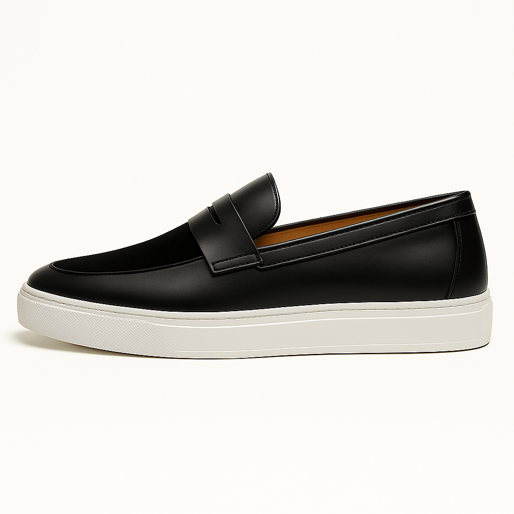 Napoli - Heren Suede Loafers Zwart leer – Moderne Instappers