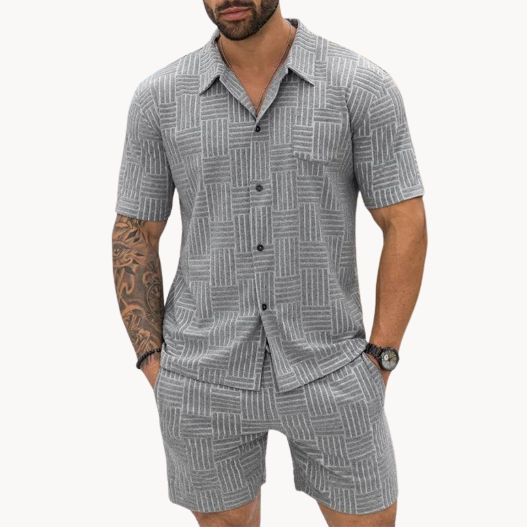 Old-Money Heren Resort Shirt en Korte Broek Set
