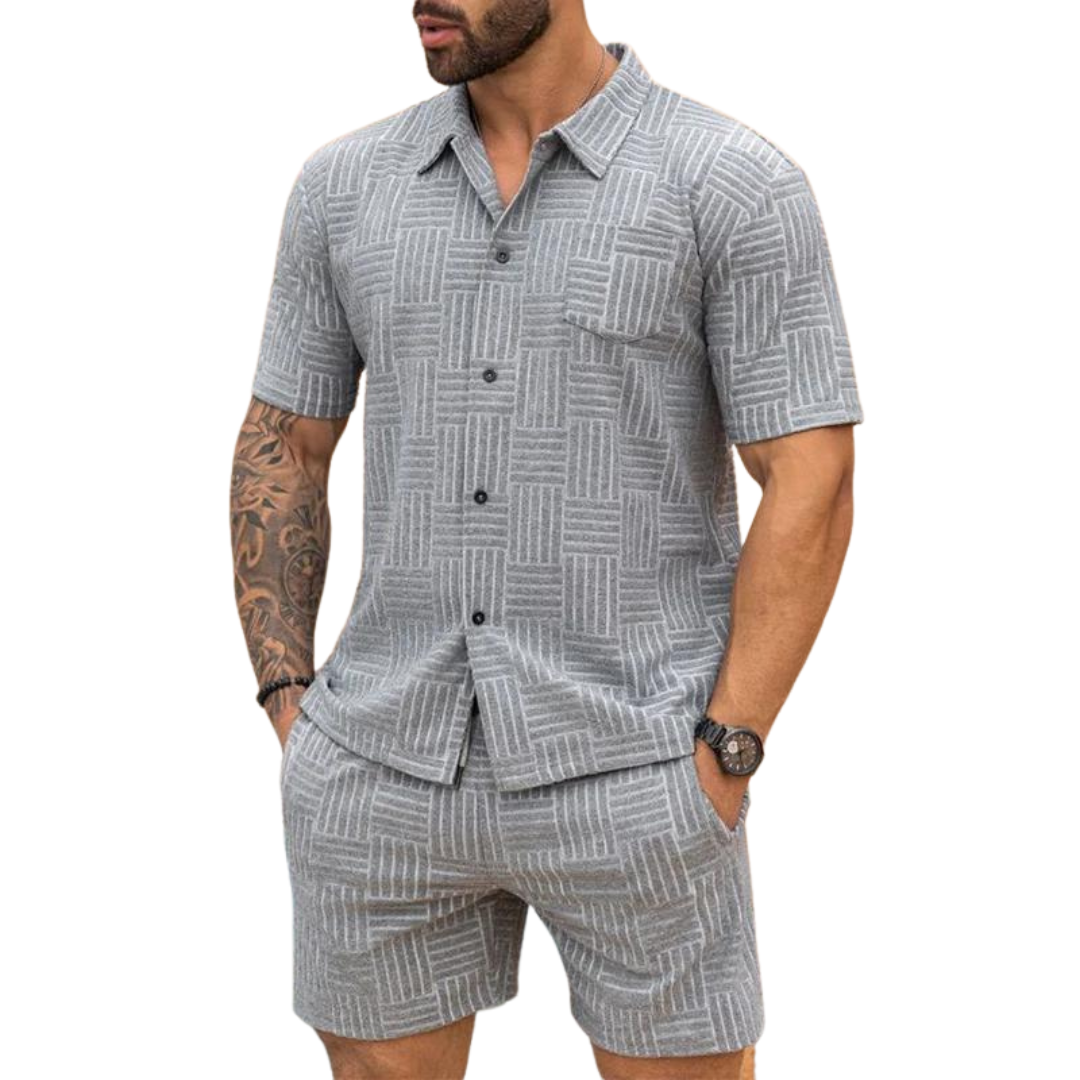Old-Money Heren Resort Shirt en Korte Broek Set