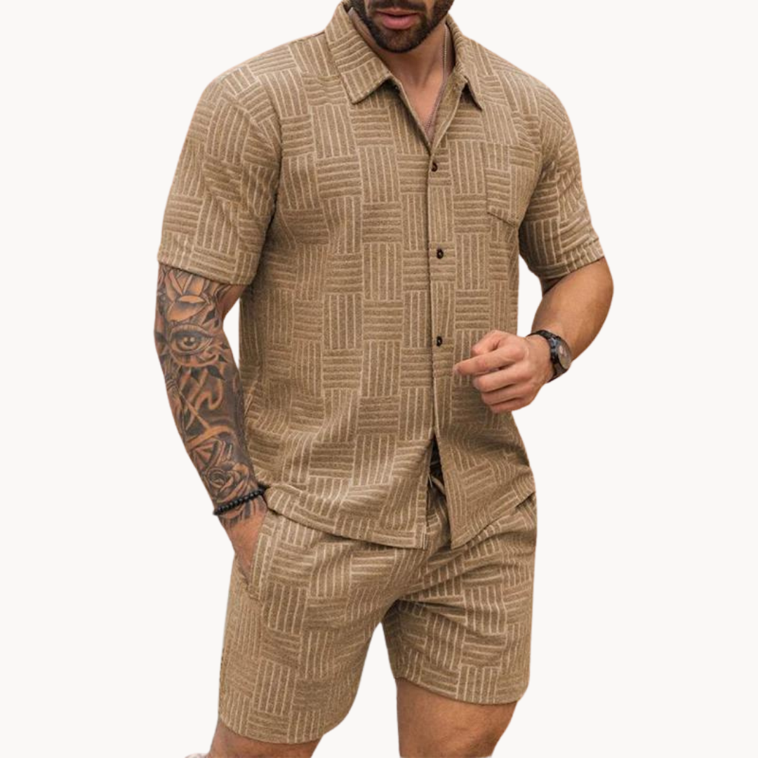 Old-Money Heren Resort Shirt en Korte Broek Set