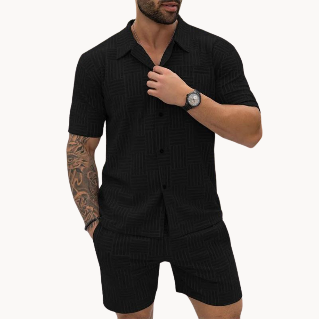 Old-Money Heren Resort Shirt en Korte Broek Set