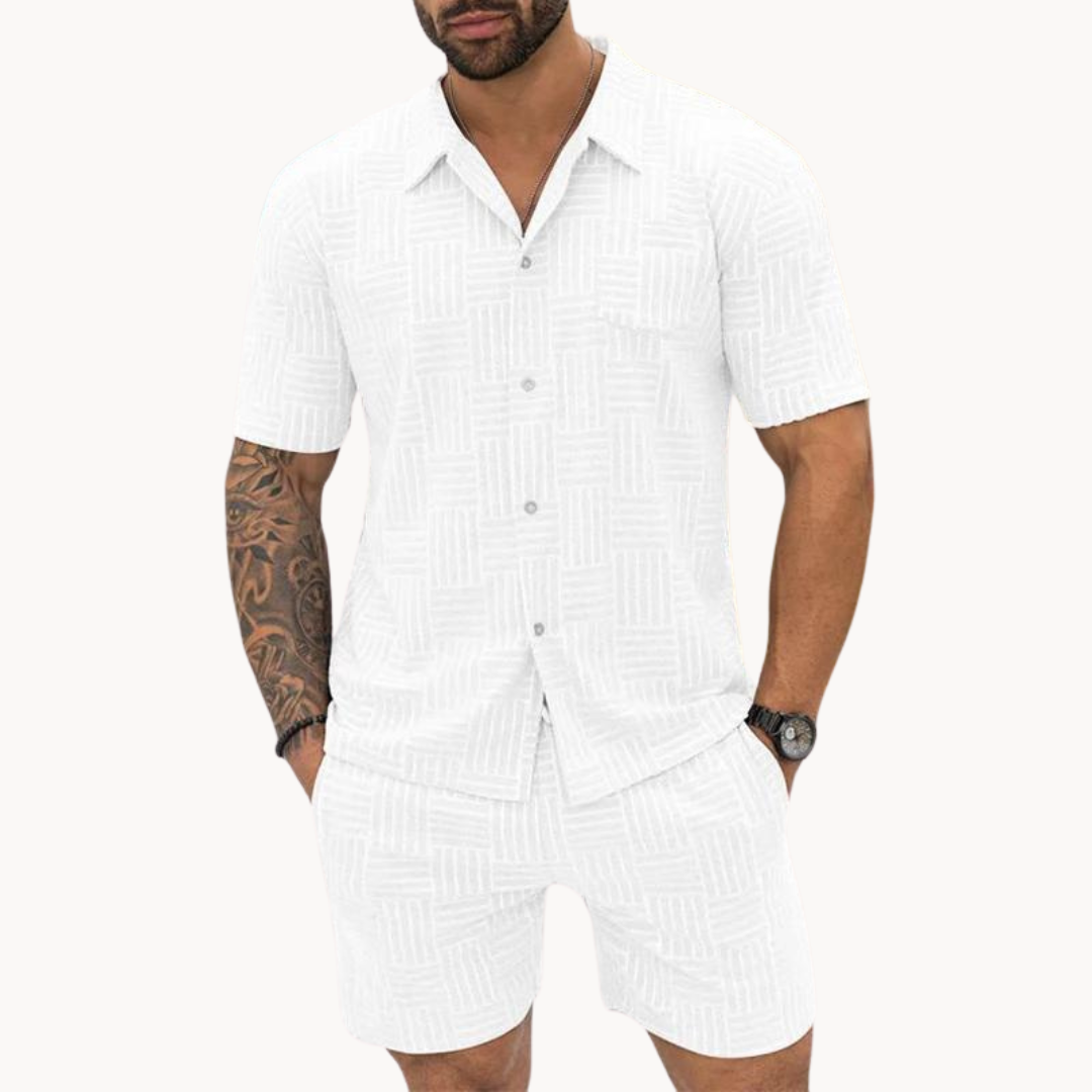 Old-Money Heren Resort Shirt en Korte Broek Set