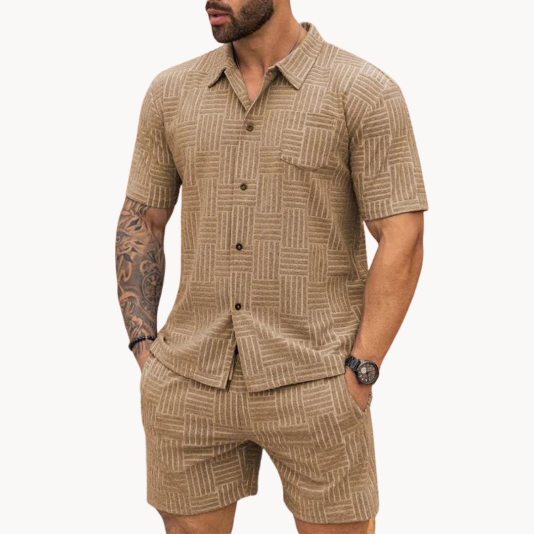 Old-Money Heren Resort Shirt en Korte Broek Set