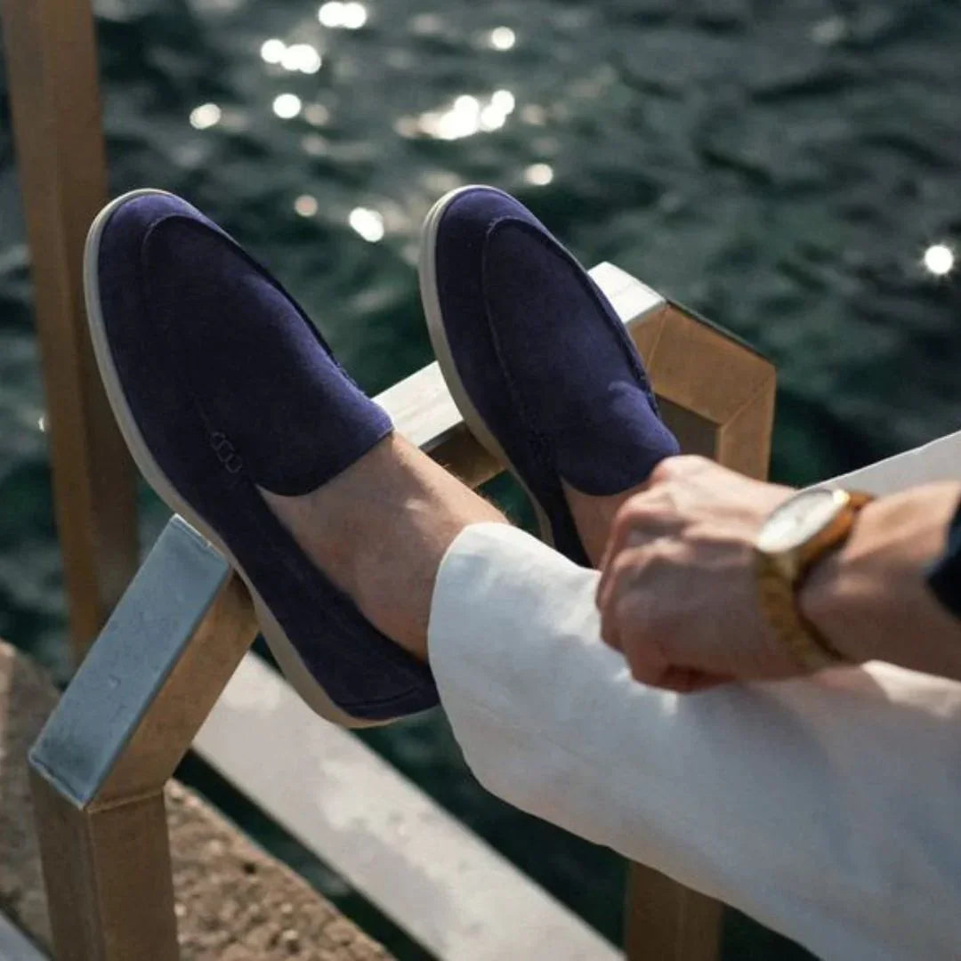 Suède Loafers Heren – Stijlvolle Instappers met Witte Zool Old Money