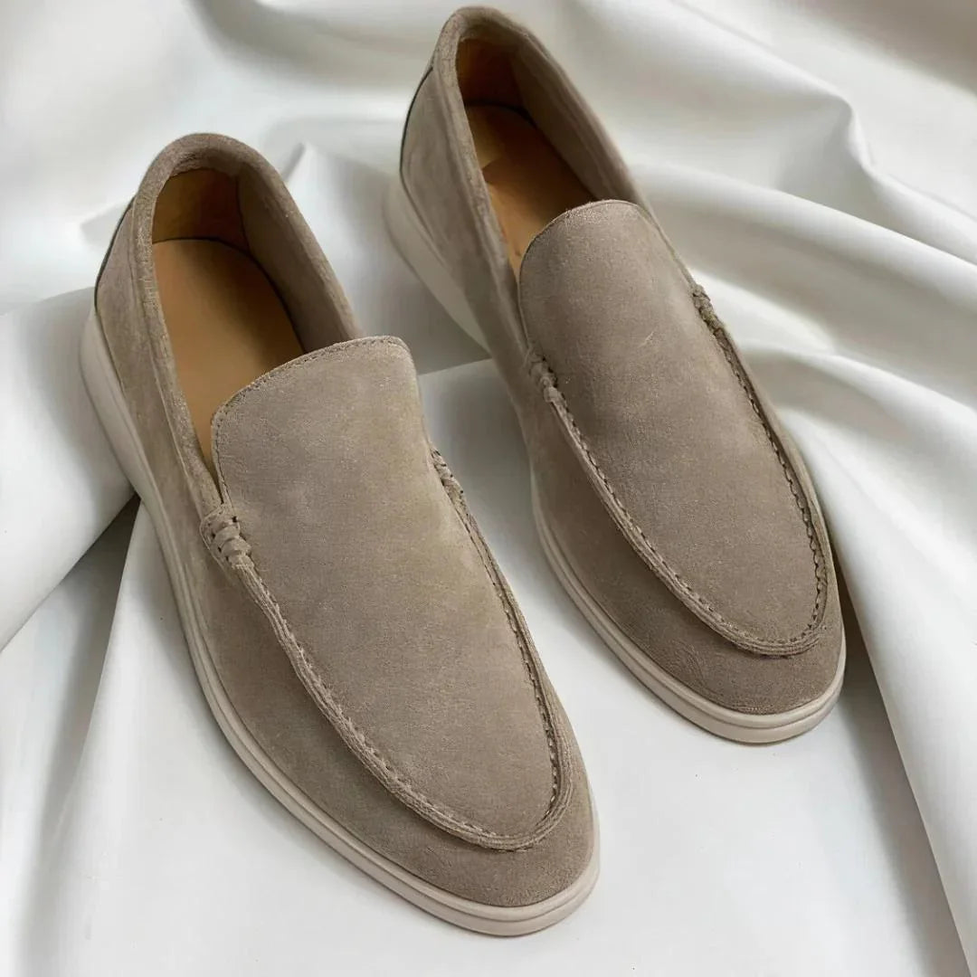 Suède Loafers Heren – Stijlvolle Instappers met Witte Zool Old Money