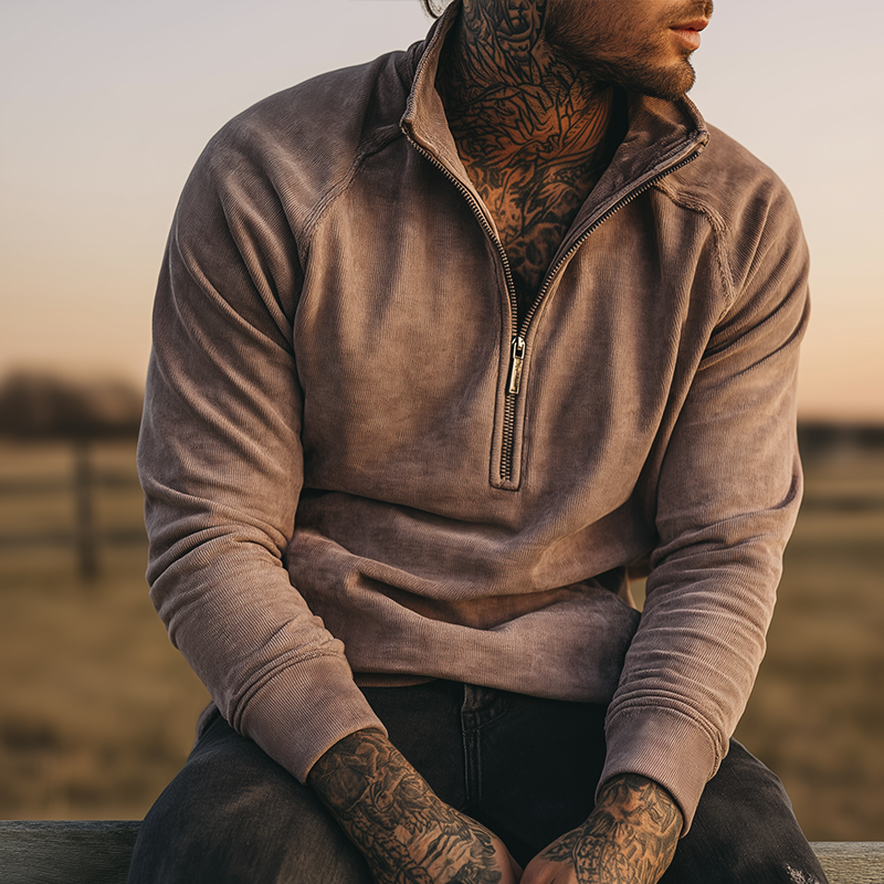 Alex - Heren Retro Casual Old Money Zip Sweater