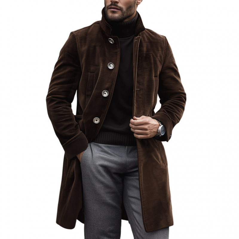 Bruine Corduroy Heren –  Slim Fit Luxury Winterjas