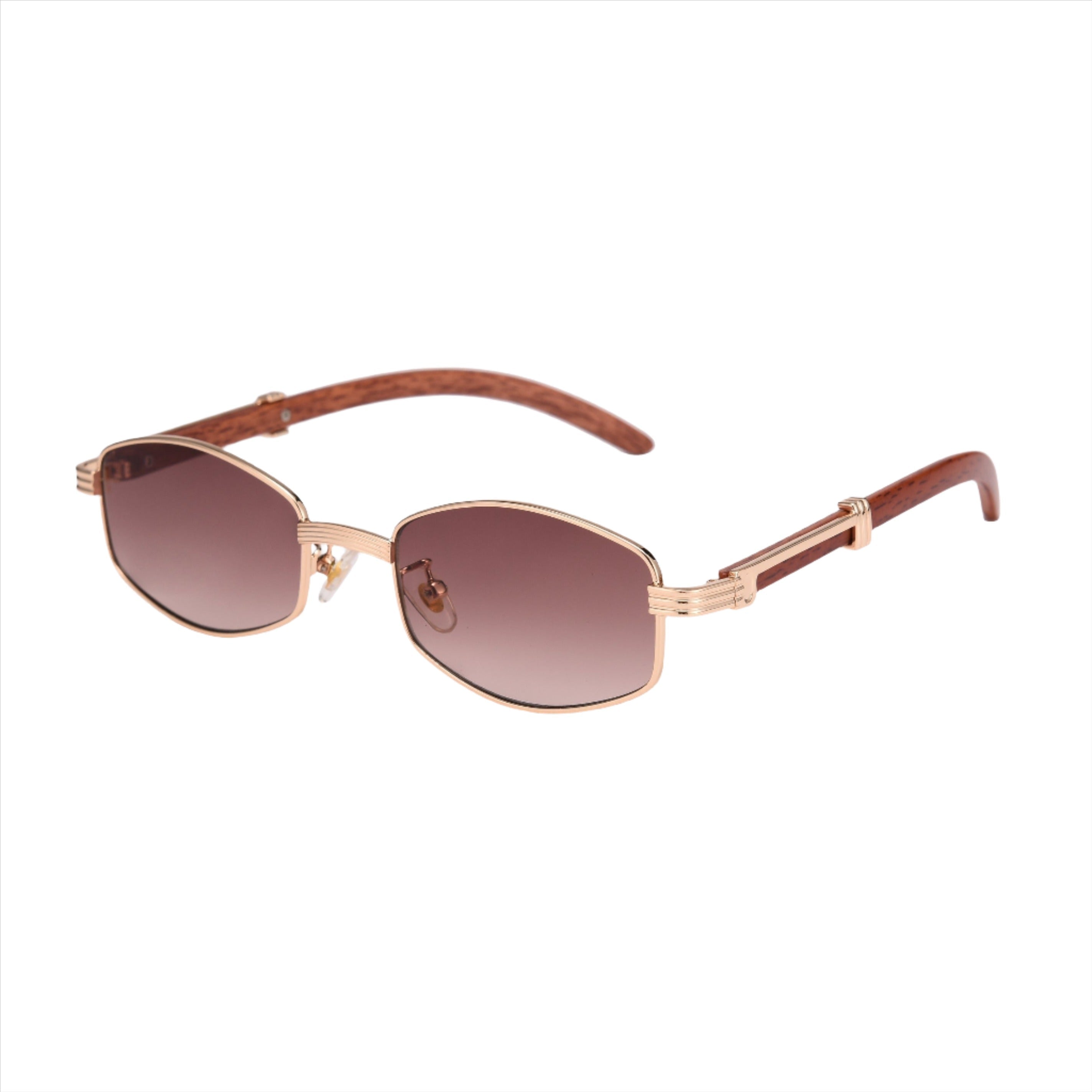 Houten Zonnebril Dames met UV-400 Bescherming en Anti-Kras Coating - Unisex Design met Goud-Plated Accenten 0