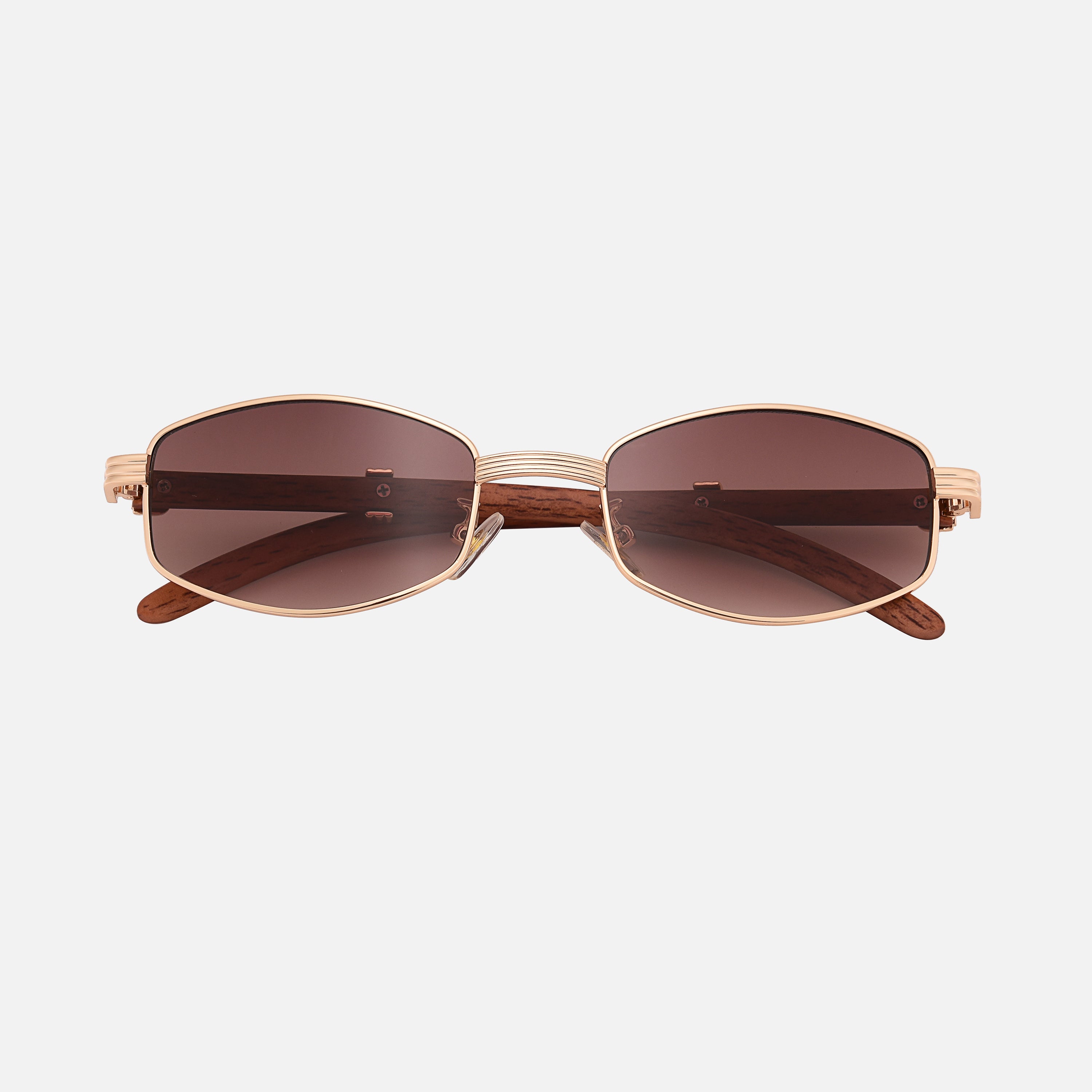 Houten Zonnebril Dames met UV-400 Bescherming en Anti-Kras Coating - Unisex Design met Goud-Plated Accenten 1