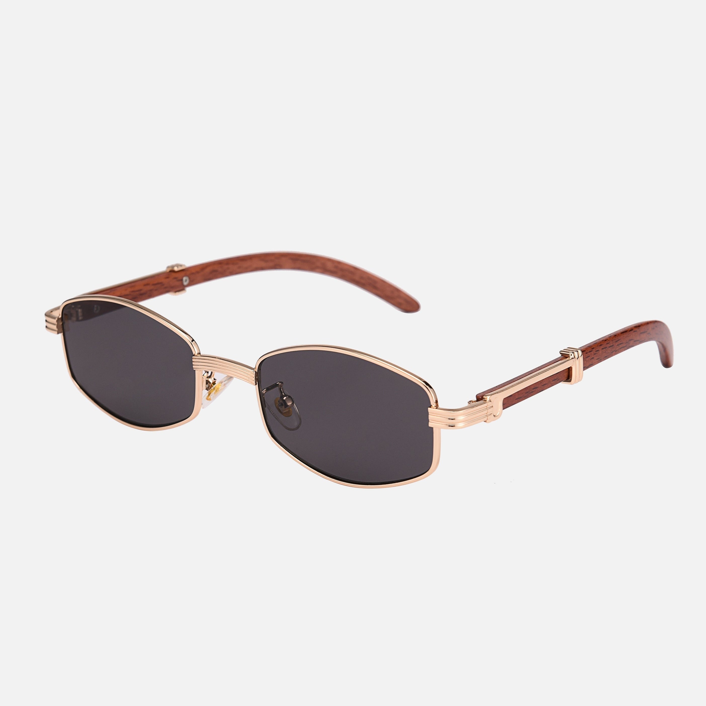 Houten Zonnebril Dames met UV-400 Bescherming en Anti-Kras Coating - Unisex Design met Goud-Plated Accenten 2