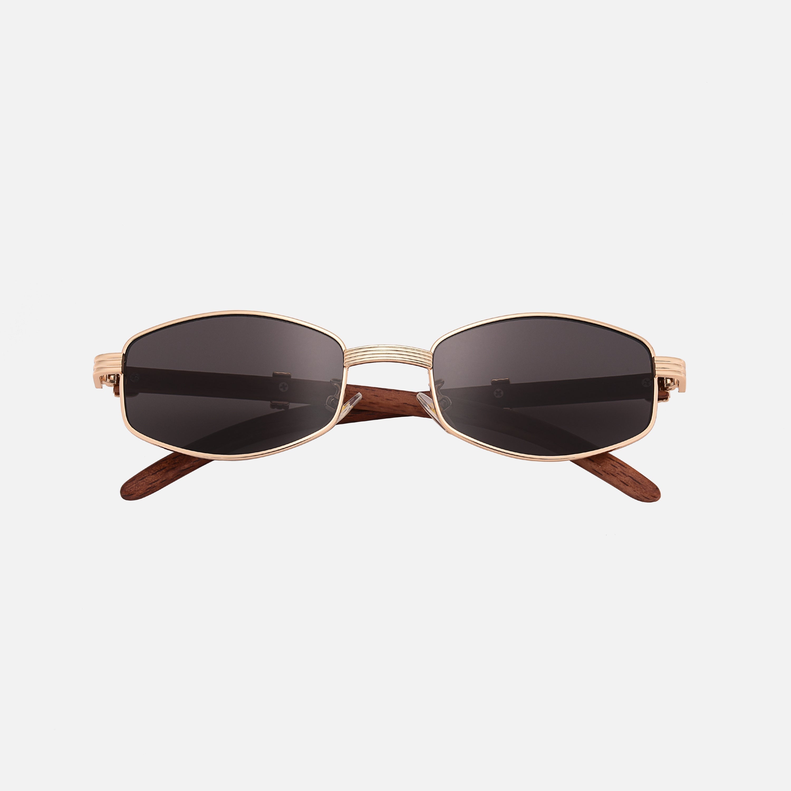 Houten Zonnebril Dames met UV-400 Bescherming en Anti-Kras Coating - Unisex Design met Goud-Plated Accenten 3