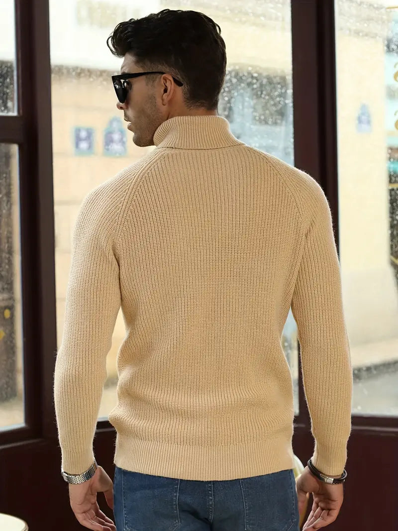Modestio | Heren Coltrui – Klassieke Kabelgebreide Trui in Old Money Beige