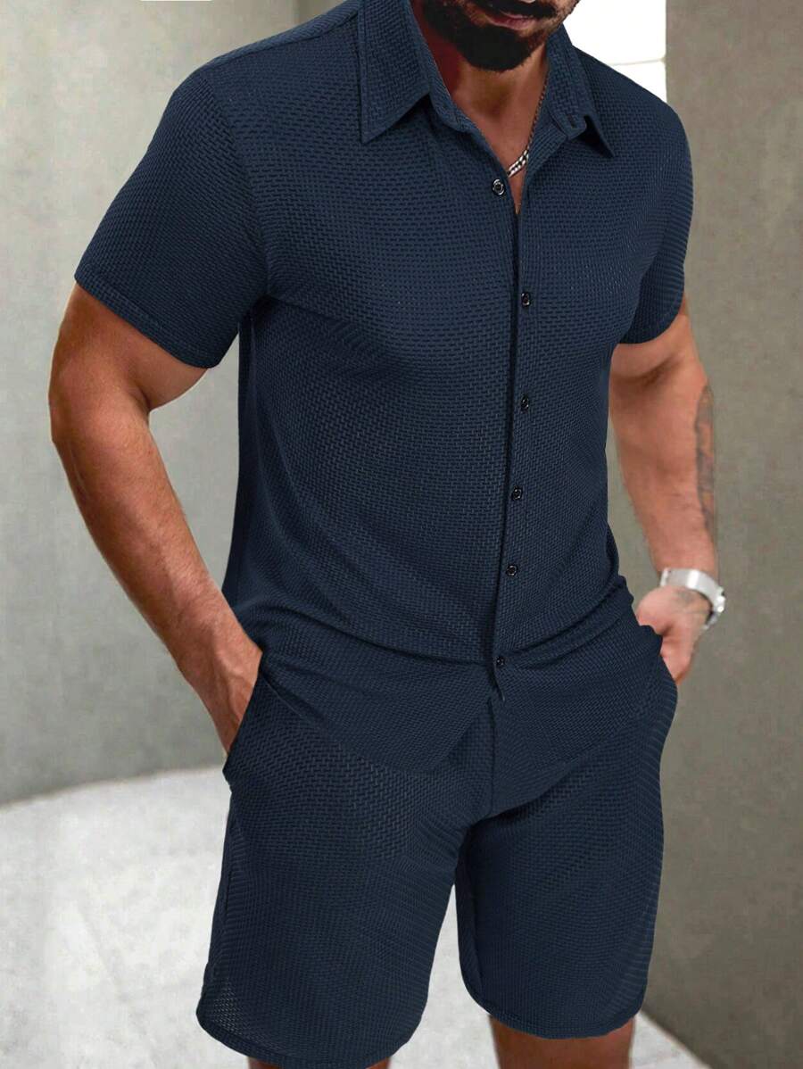 Khalil - Knoopsluiting Button Shorts Set