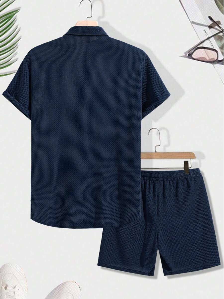 Khalil - Knoopsluiting Button Shorts Set