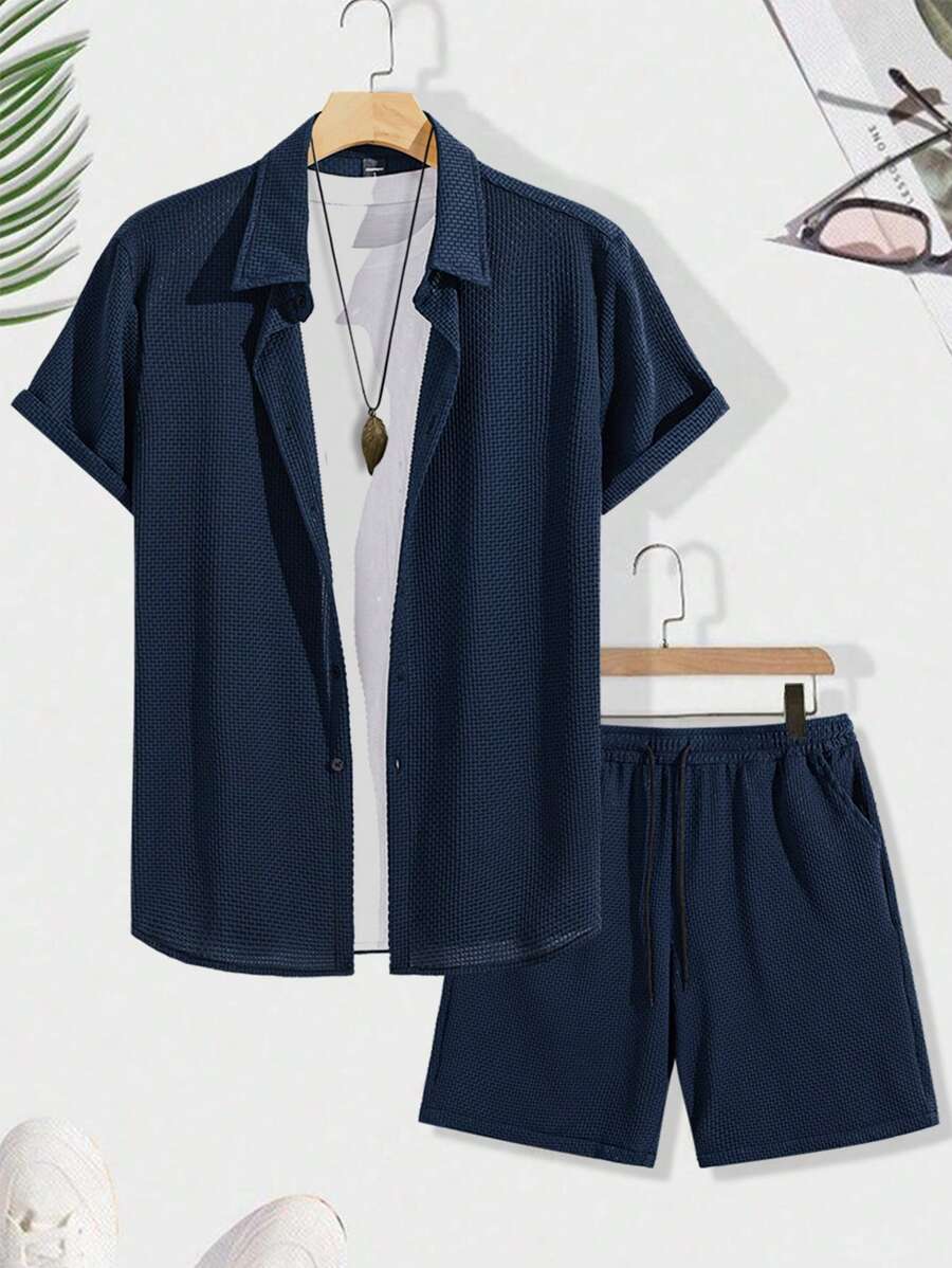 Khalil - Knoopsluiting Button Shorts Set