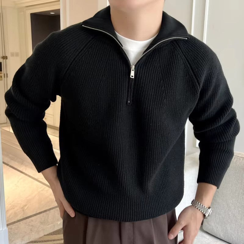 Klassieke katoenen Quarter Zip Sweater