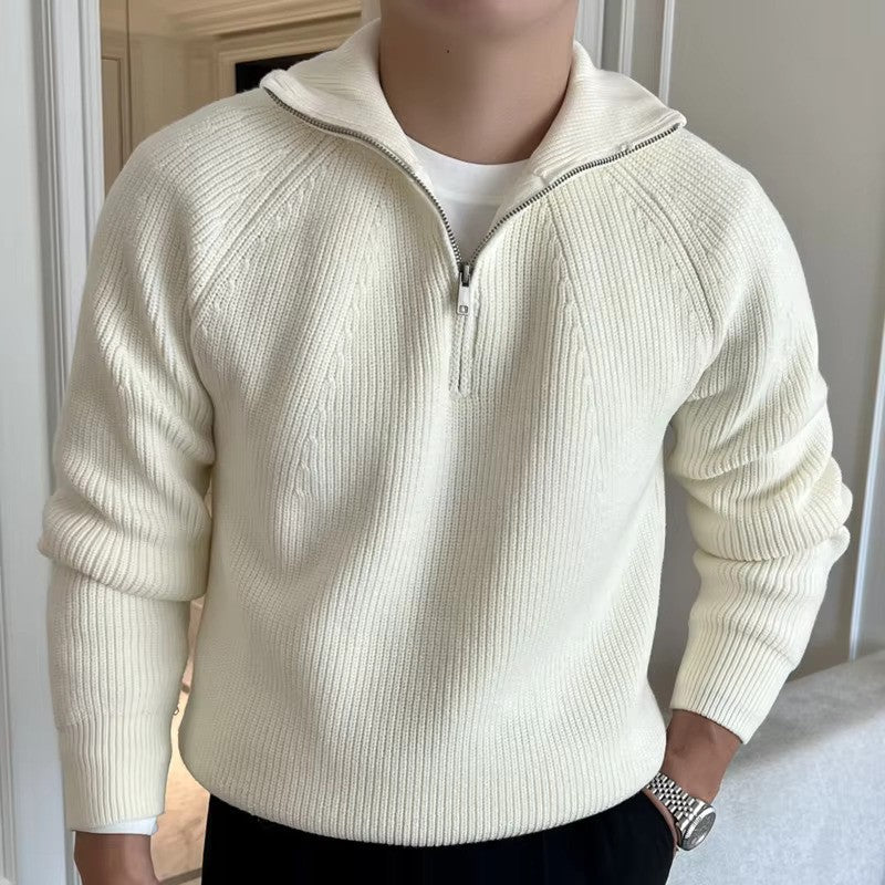 Klassieke katoenen Quarter Zip Sweater