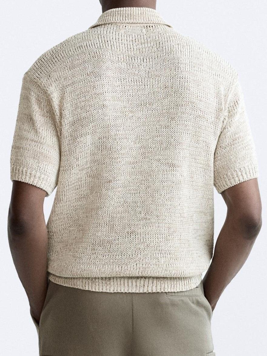 Casual Knitted Polo T-Shirt Heren met Knopen | Modestio