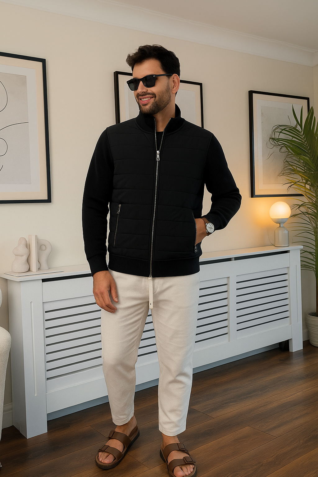 Leon - Elegant hybride Zwarte Jas voor heren