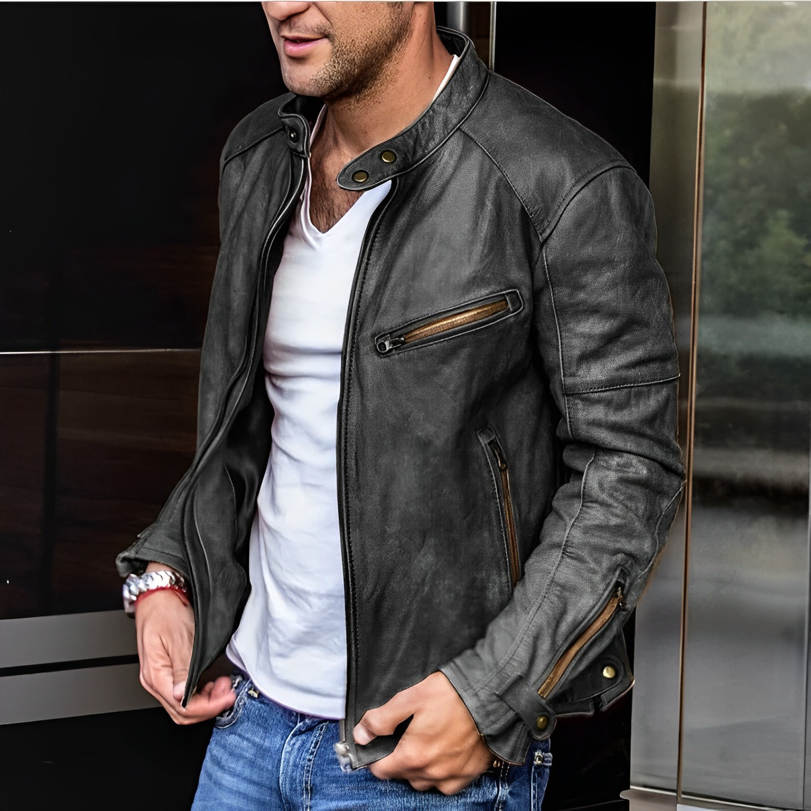 Afonso - Leren Elegante Jas Heren Bomberjack